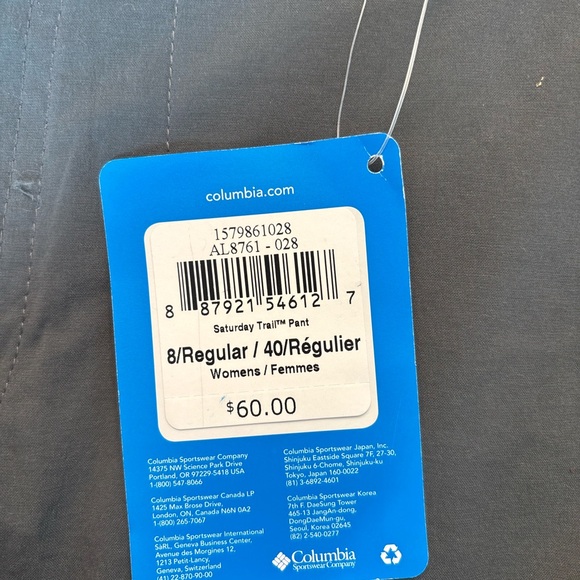 NWT Women’s Columbia Gray hiking outdoors long pants size 8 - Picture 6 of 9